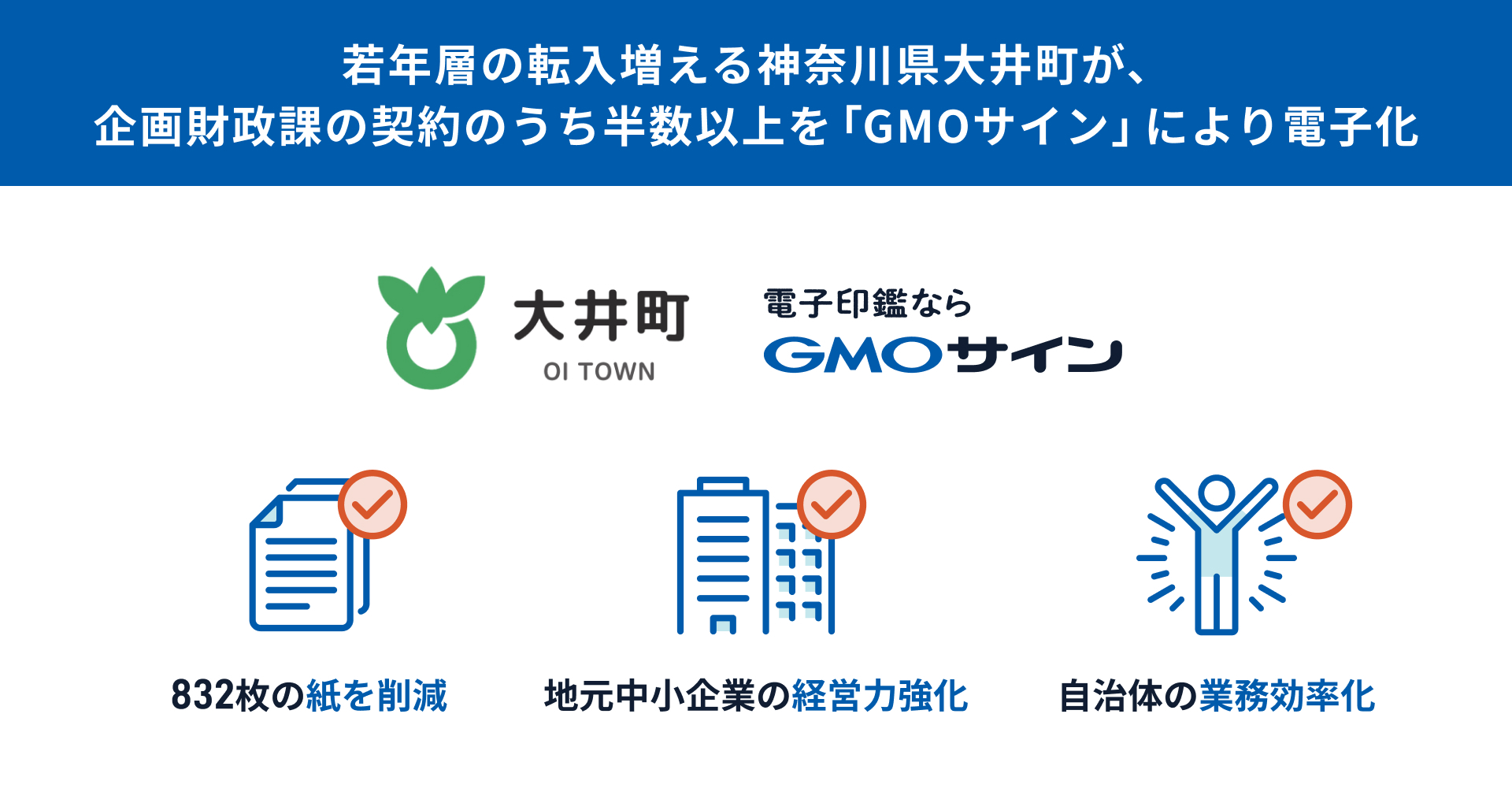 若年層の転入増える神奈川県大井町が、企画財政課の契約のうち半数以上を「GMOサイン」により電子化